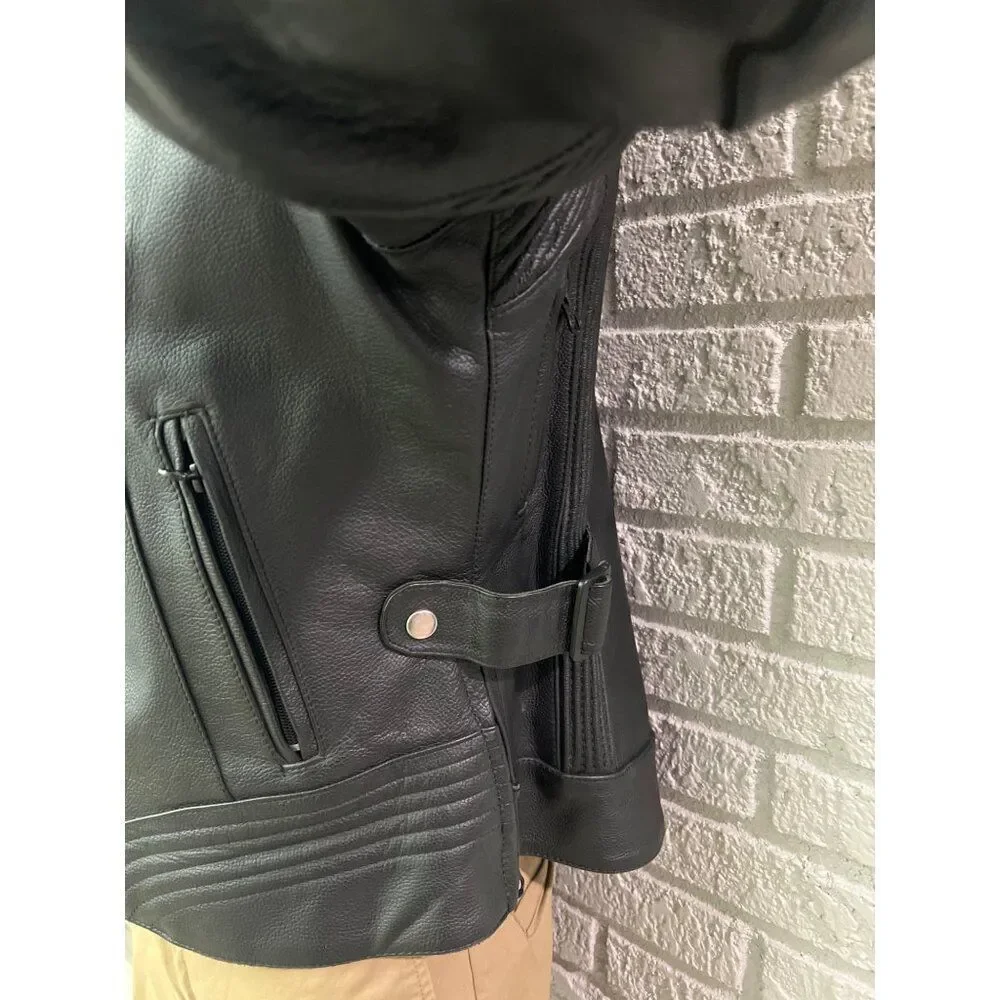 FieldSheer Black Men Armored Leather Motorcycle Jacket Size 14